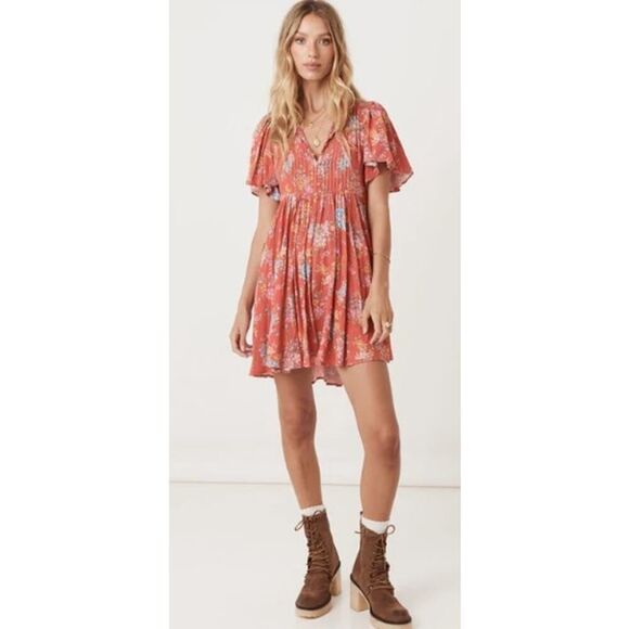 Spell & The Gypsy Meadowland Flutter Sleeve Mini Dress Sz. S - Picture 1 of 8